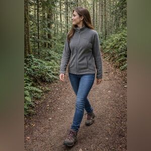 Cabela's Gray Full Zip Fleece Jacket Outdoor Cozy Warm Layer